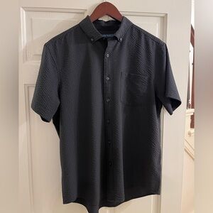 Perry Ellis Textured Black Button-Down Shirt